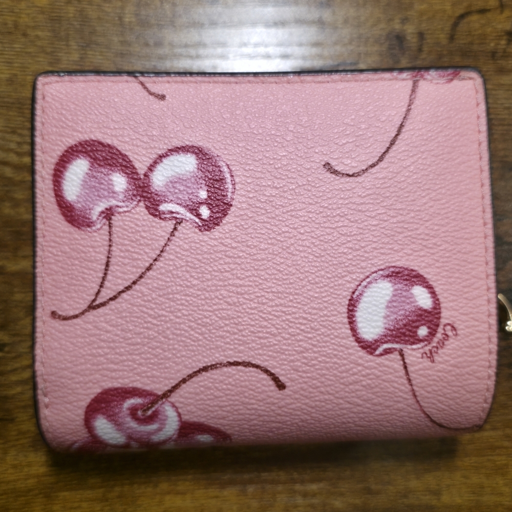 Coach Snap Wallet Pink Cherry Print - Picture 2 of 6
